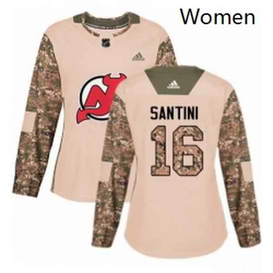 Womens Adidas New Jersey Devils 16 Steve Santini Authentic Camo Veterans Day Practice NHL Jersey